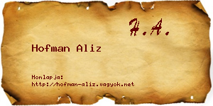 Hofman Aliz névjegykártya